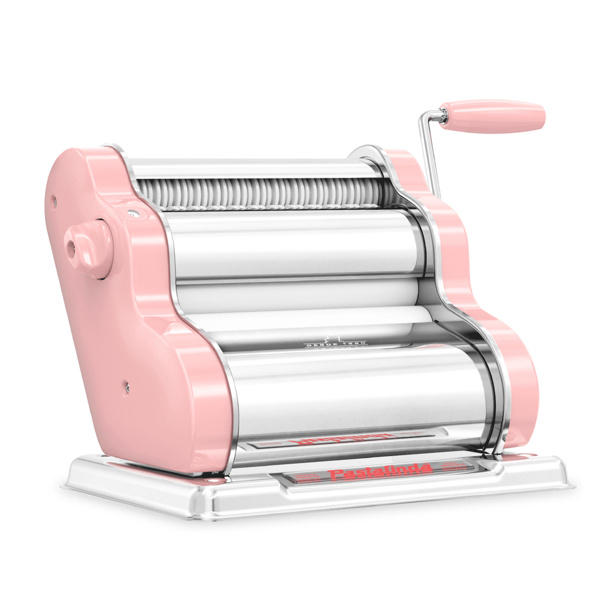 Pastalinda Classic 200 Pink Pasta Maker Machine With Hand Crank And Two Clamps - Pastalinda