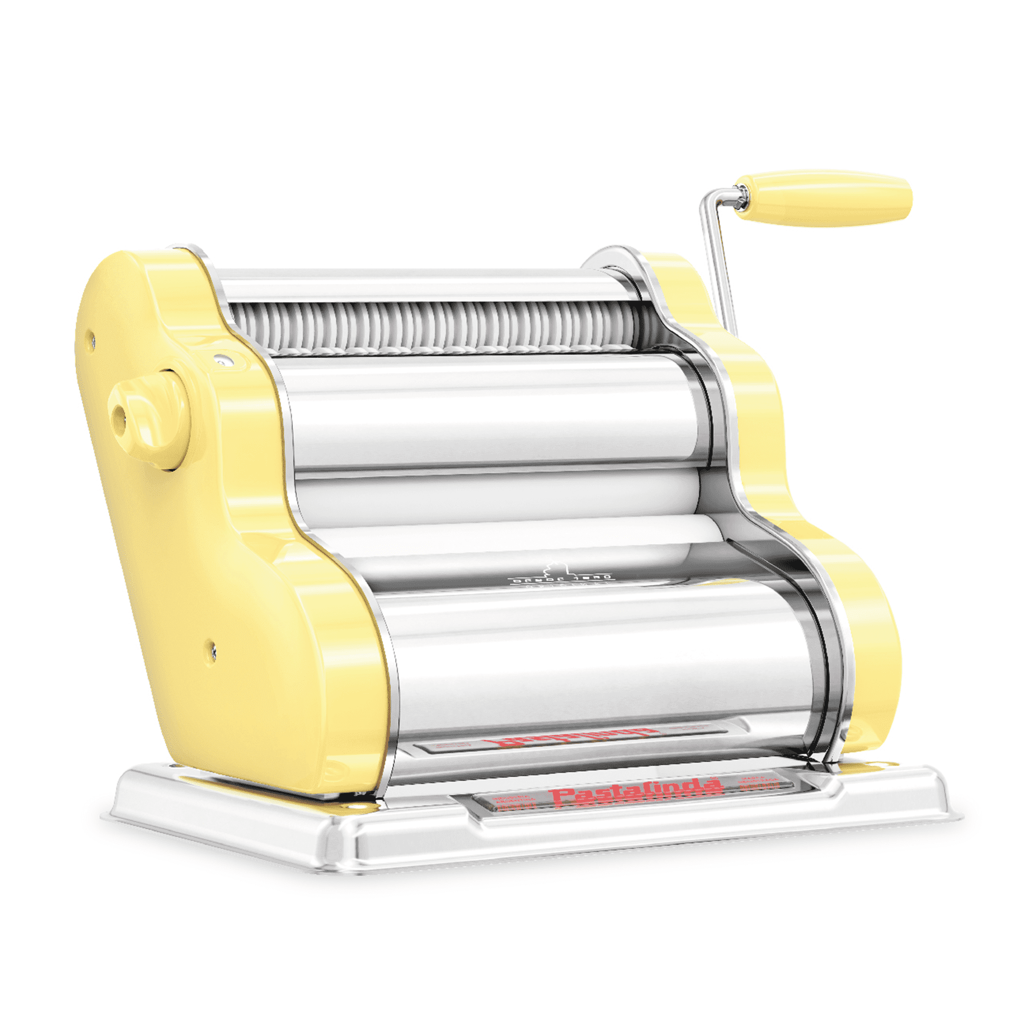 Pastalinda Classic 200 Yellow Pasta Maker Machine With Hand Crank And Two Clamps - Pastalinda