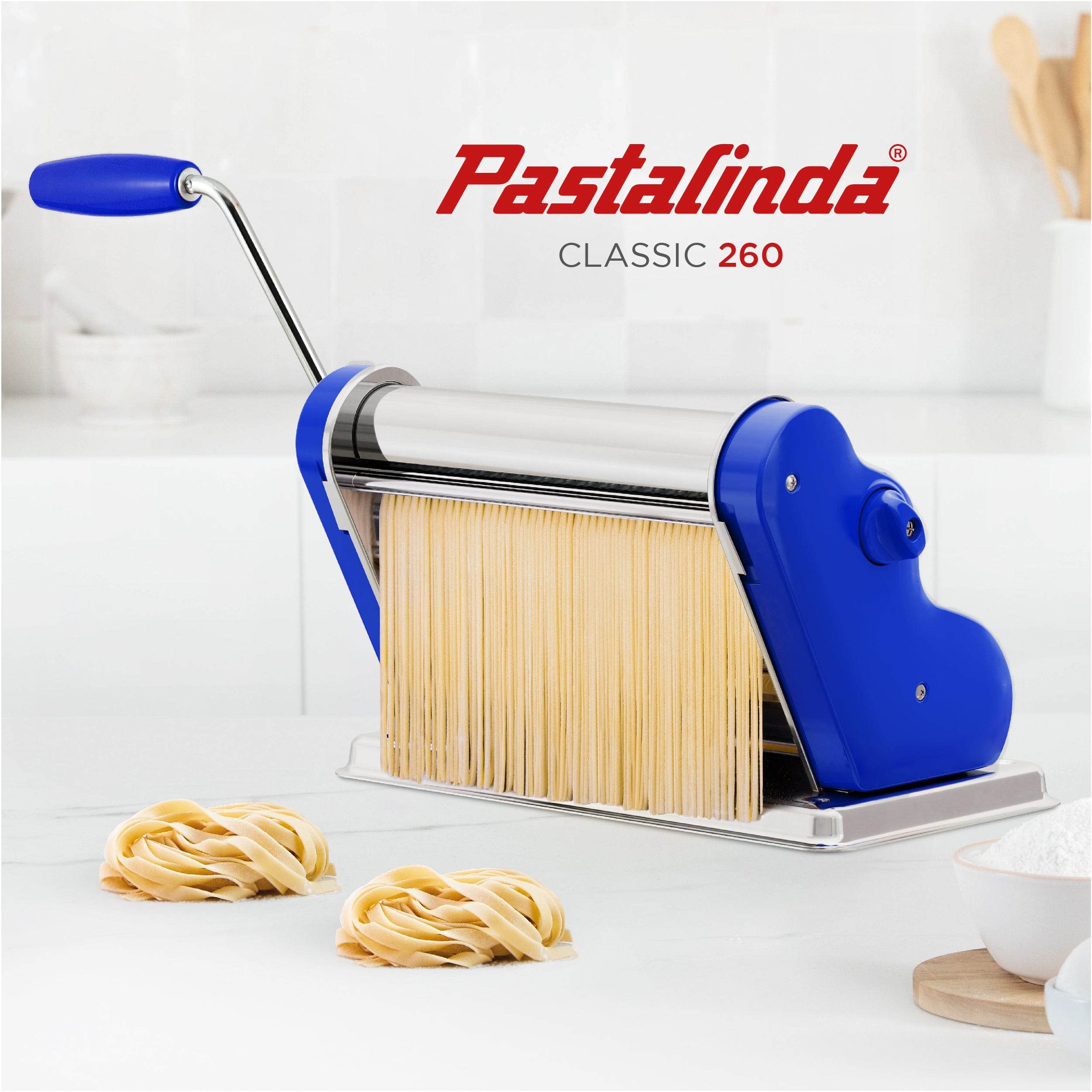 Pastalinda Classic 260 Blue Pasta Maker Machine With Hand Crank And Two Clamps - Pastalinda