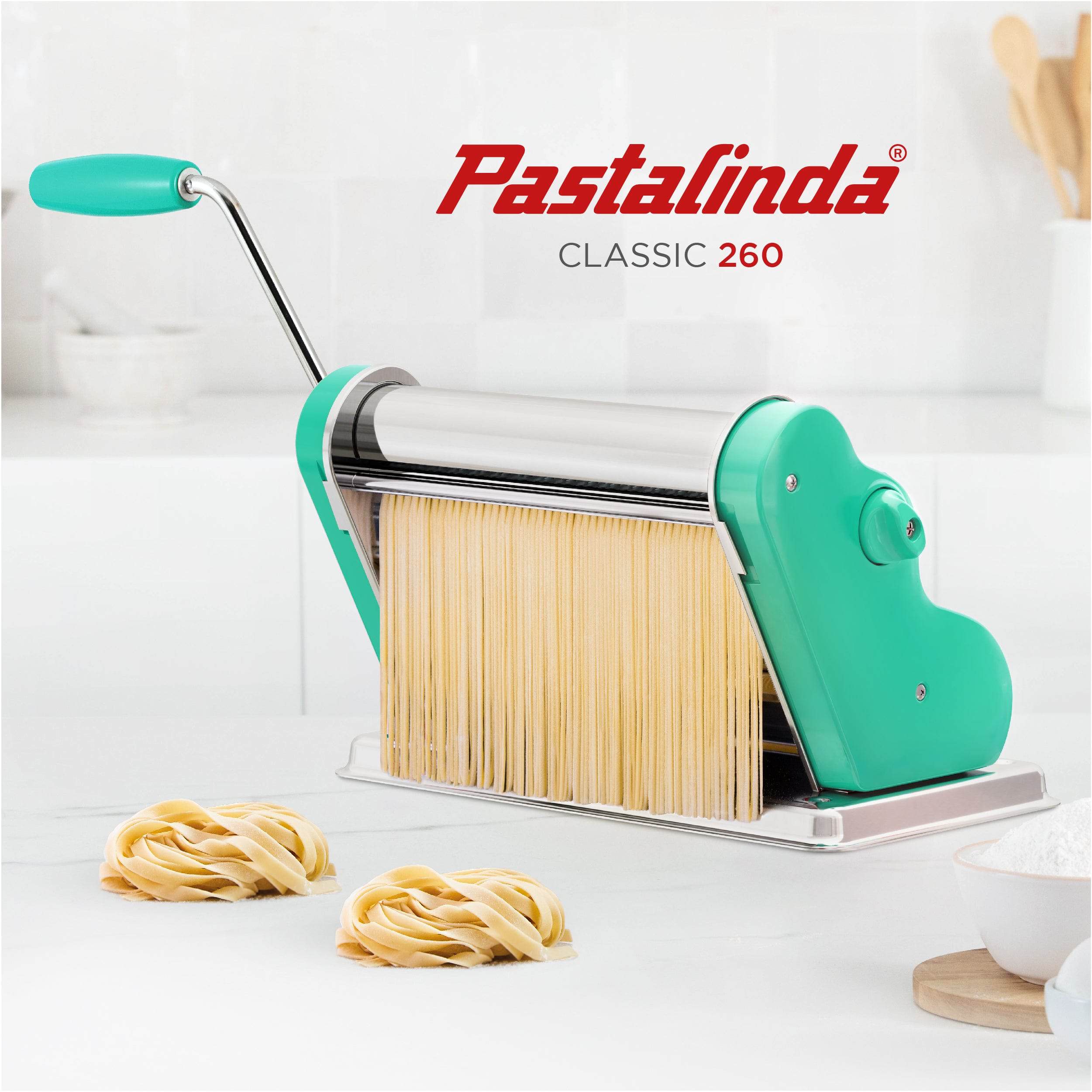 Pastalinda Classic 260 Green Pasta Maker Machine With Hand Crank And Two Clamps - Pastalinda